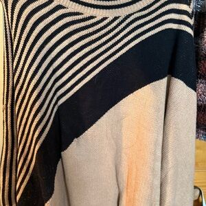 Striped Black and Cream Women's Sweater